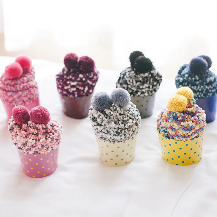 Women Coral Fleece Socks Warm Thick Chenille House Floor Socks With Pom Pom Creative Cupcake Gift Packaging