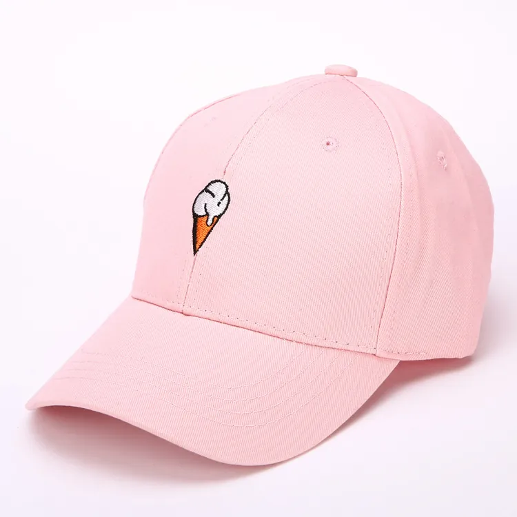 Cute Ice Cream Embroidery Baseball Cap Cotton Polyester Adjustable Curved Brim Casual Hat For Women Men