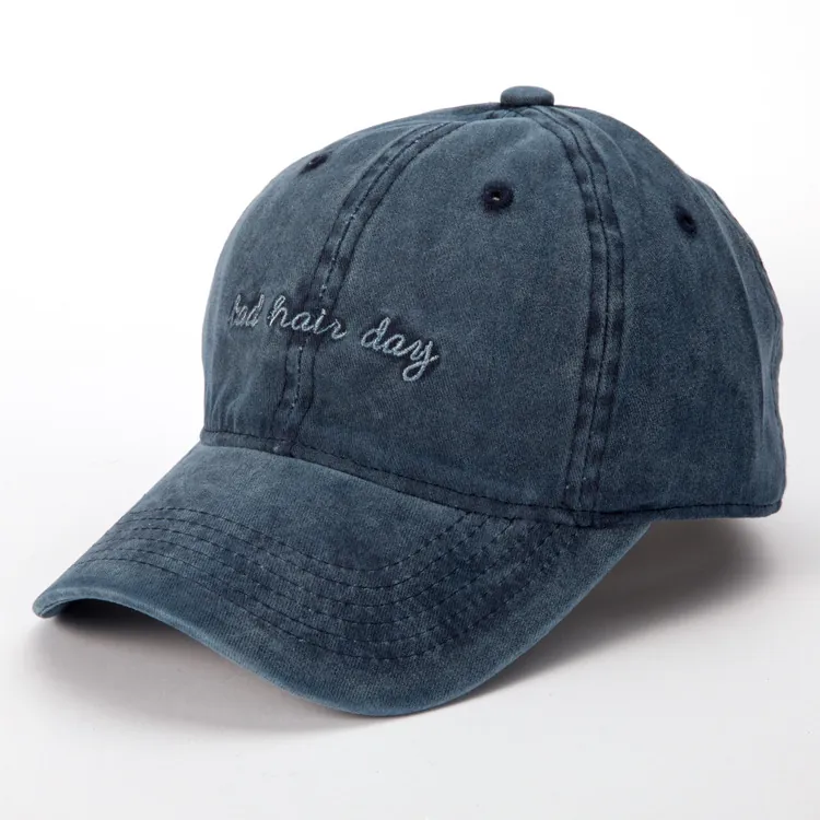 Gorra de Béisbol de Algodón Lavado Mujer Hombre Bordado Letras Bad Hair Day Vintage Dad Hat Ajustable Parasol