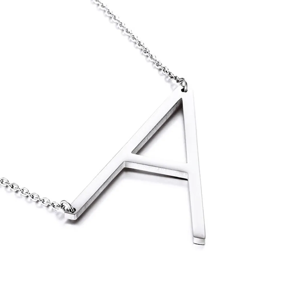 Initial Anhänger Halskette Edelstahl Großbuchstaben Alphabet A-Z Minimalistischer Polierter Schmuck Für Damen Herren