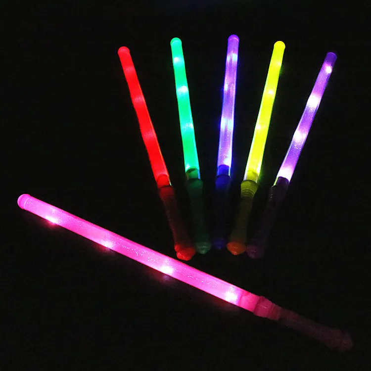 LED Glow Stick Colorful Rainbow Light Up Plastic Toy Wand For Concert Party Event Props Kids Adults Novelty Large
