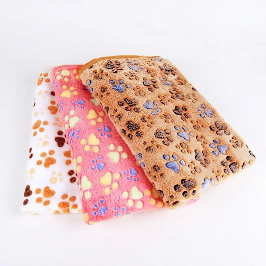 Soft Flannel Pet Blanket Warm Fleece Sleep Mat For Dogs Cats Cute Paw Print Star Elephant Patterns Washable Breathable