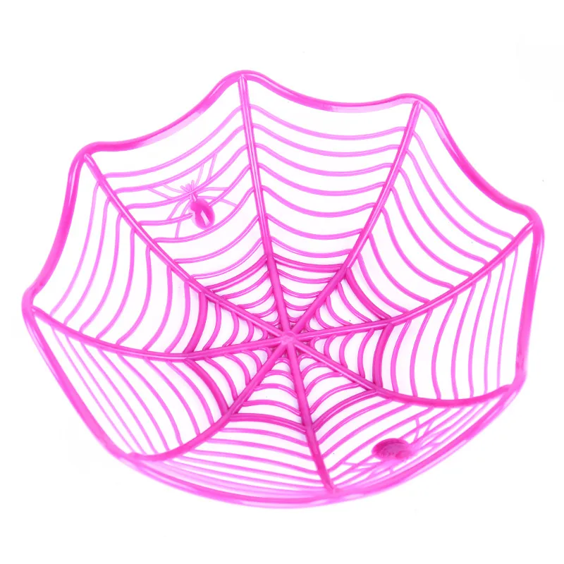 Halloween Spider Web Fruit Plate Plastic Candy Bowl For Party Decoration Spider Shape Skeleton Basket Storage