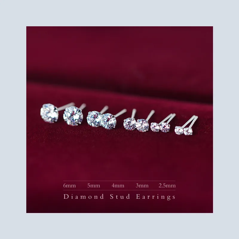 Classic Round Cut Cubic Zirconia Stud Earrings Crafted In 925 Sterling Silver Elegant Sparkly Jewelry For Women