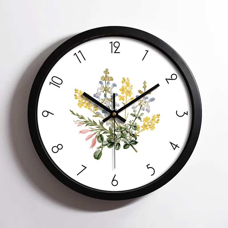 Modern Round Wall Clock Silent Non Ticking Metal Frame Quartz Movement Glass Mirror For Living Room Office Decor Home
