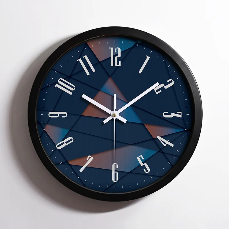 Modern Round Wall Clock Stainless Steel Silent Movement Creative Geometric Art Dial Home Office Decor