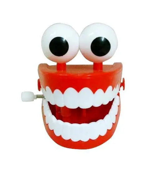 Opwindbaar Klappergebit Speelgoed Met Ogen Plastic Mechanisch Springende Tanden Halloween Grap Cadeau Voor Kinderen