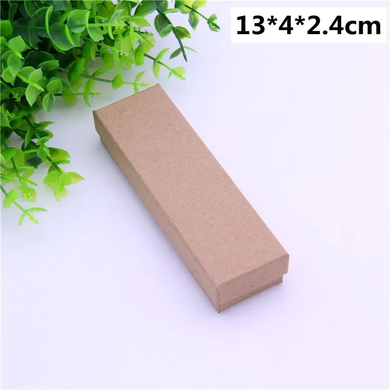 Kraft Paper Jewelry Box Lid And Base Cardboard Gift Case For Necklace Bracelet Pendant With Lining Retro Style