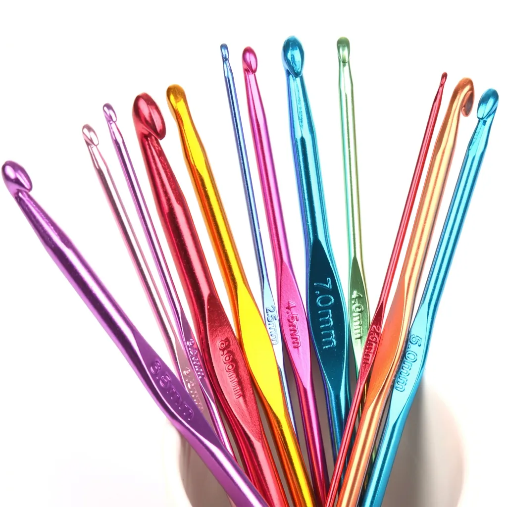 Colorful Aluminum Alloy Crochet Hooks Single Head Knitting Needles For Hand Weaving DIY Craft Smooth Metallic Finish