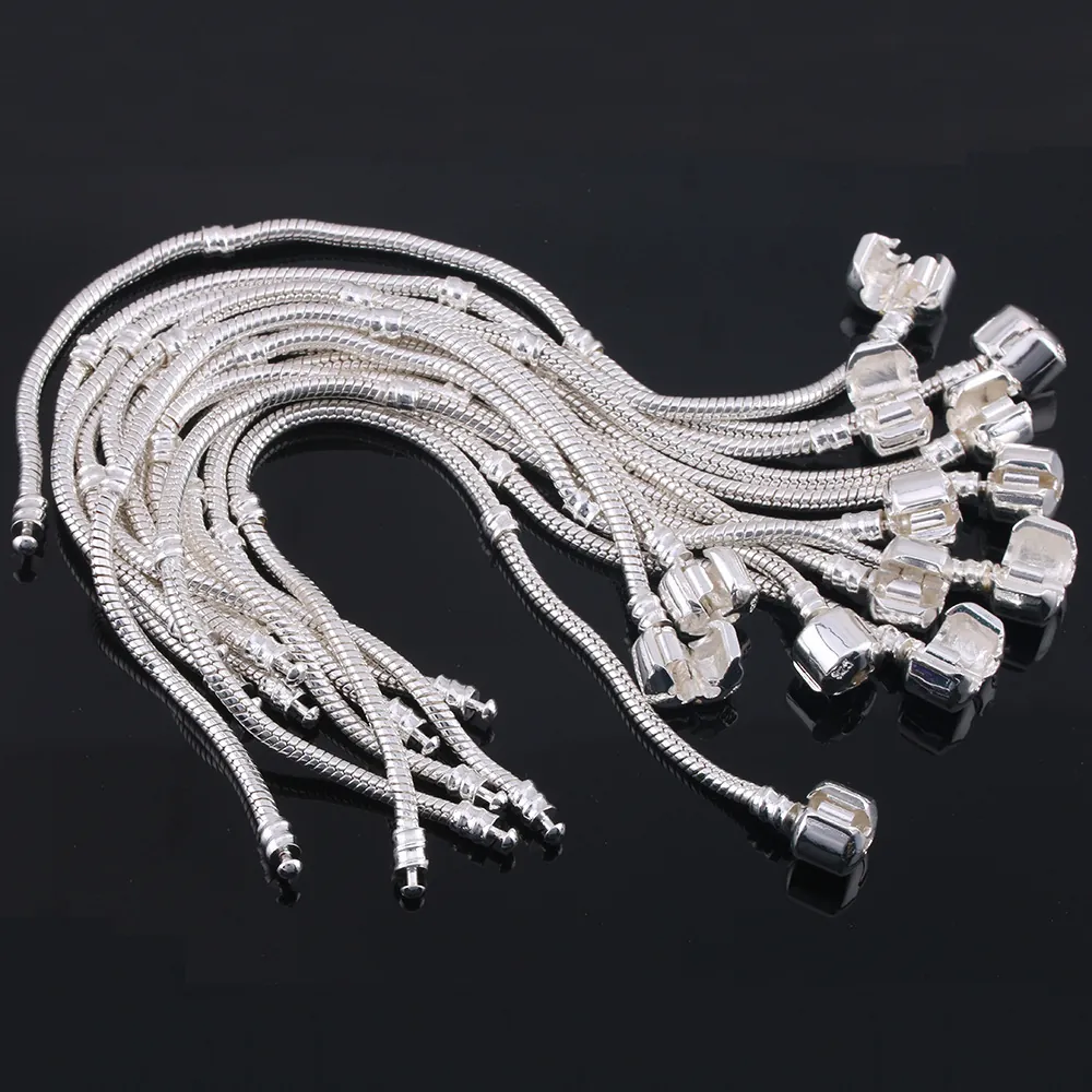 Snake Chain Bracelet Alloy Metal DIY Basic Charm Chain With Barrel Clasp Fashion Jewelry For Women Trendy Classic Style
