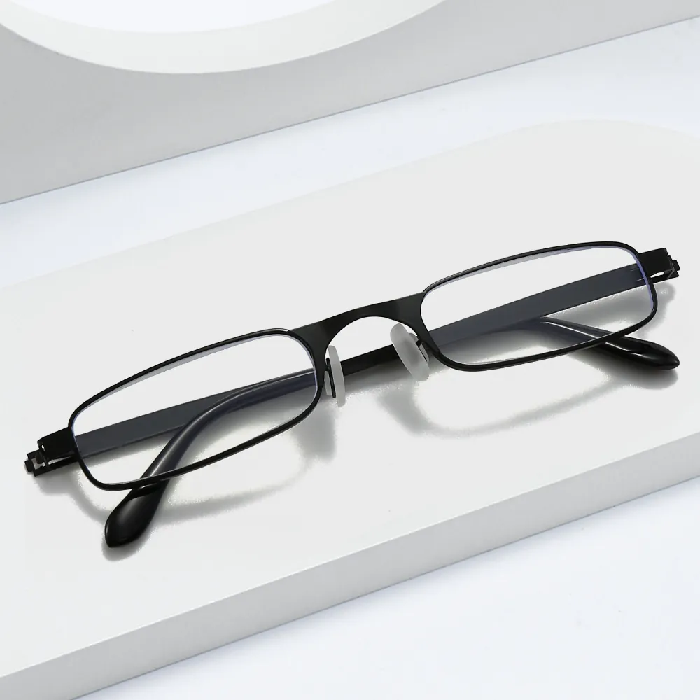 Elegant Slim Metal Frame Reading Glasses For Seniors Women Men Rectangular Lightweight Presbyopic Eyeglasses Simple Style