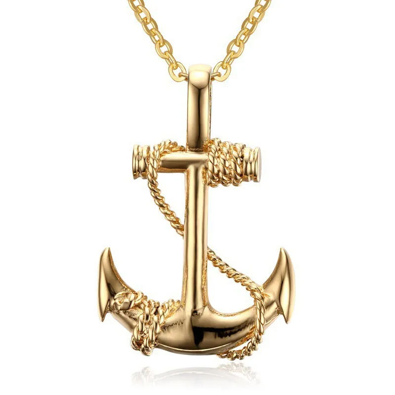 Collier Pendentif Ancre Alliage Corde Enroulée Style Nautique Pirate Bijoux Mode Pour Hommes Femmes