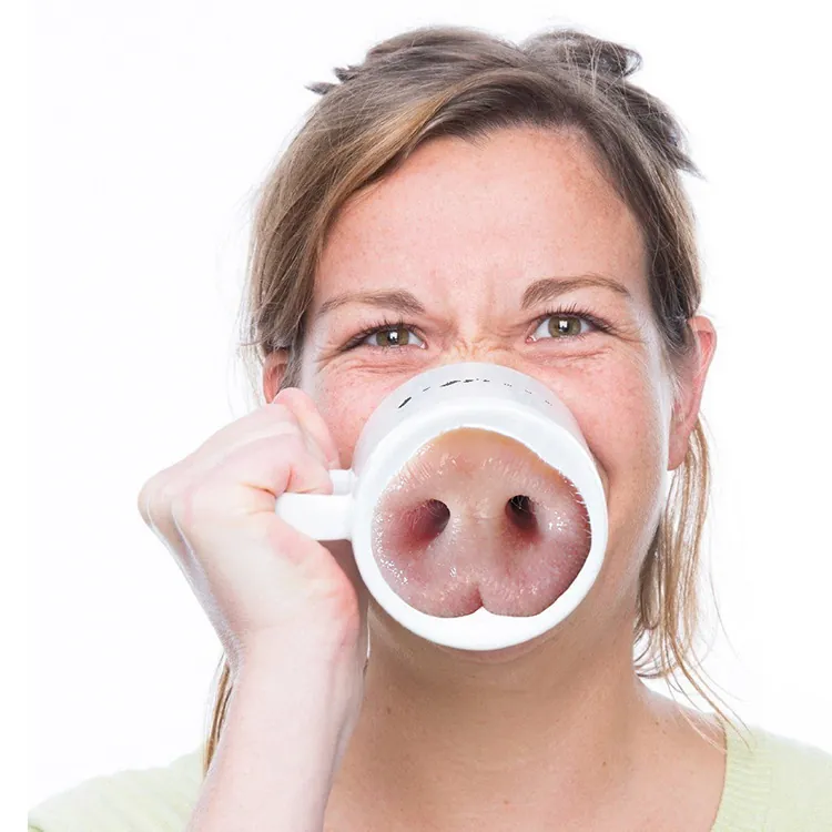 Funny Nose Mug Ceramic Coffee Cup Pig Dog Nose Design Novelty Prank Joke Drinkware For Office Home Gift