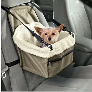 Pet Car Booster Seat Dog Travel Carrier Oxford Cloth Faux Fleece Hanging Breathable Safety Basket Portable Bag