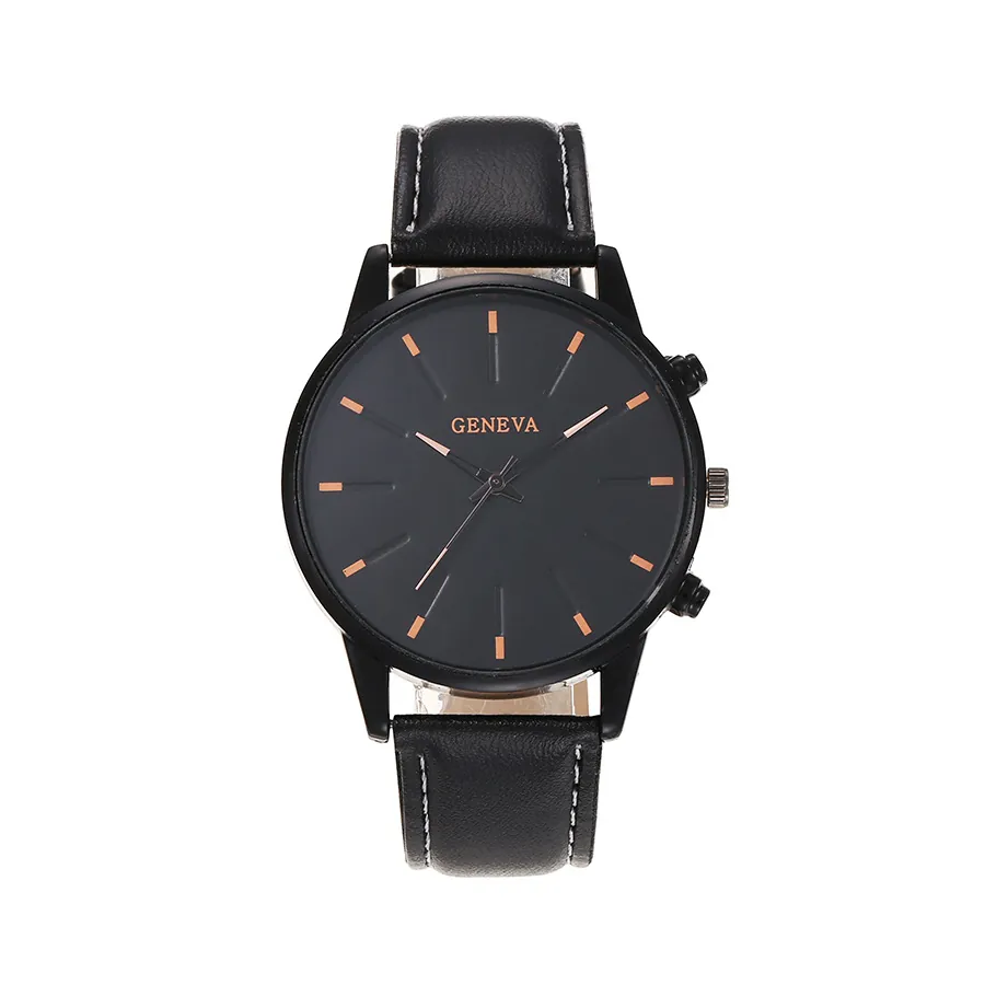 Men Quartz Watch Minimalist Business Casual Wristwatch Round Alloy Case PU Leather Strap Simple Pointer Dial