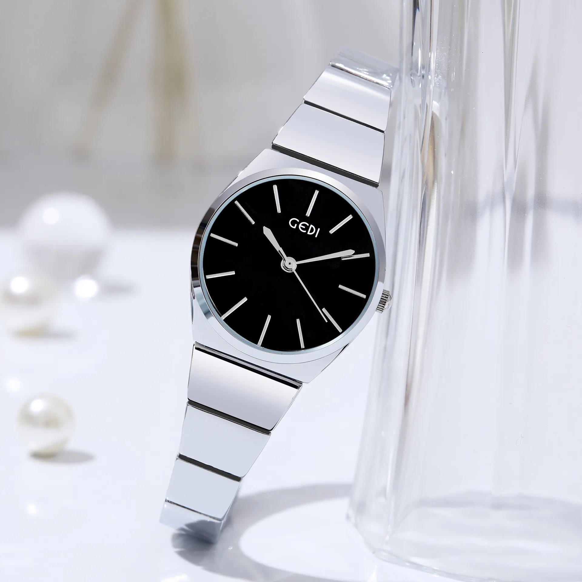 Elegant Women Quartz Watch Waterproof Minimalist Alloy Link Bracelet Band Round Dial Analog Fashion Wristwatch