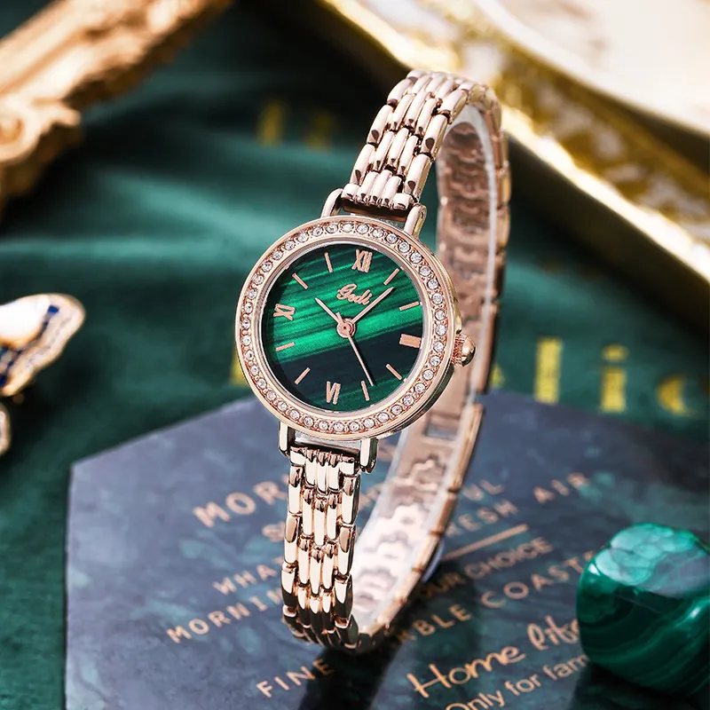 Women Quartz Watch Elegant Rhinestone Bezel Luxury Dial Waterproof Alloy Link Bracelet Fashion Analog Wristwatch