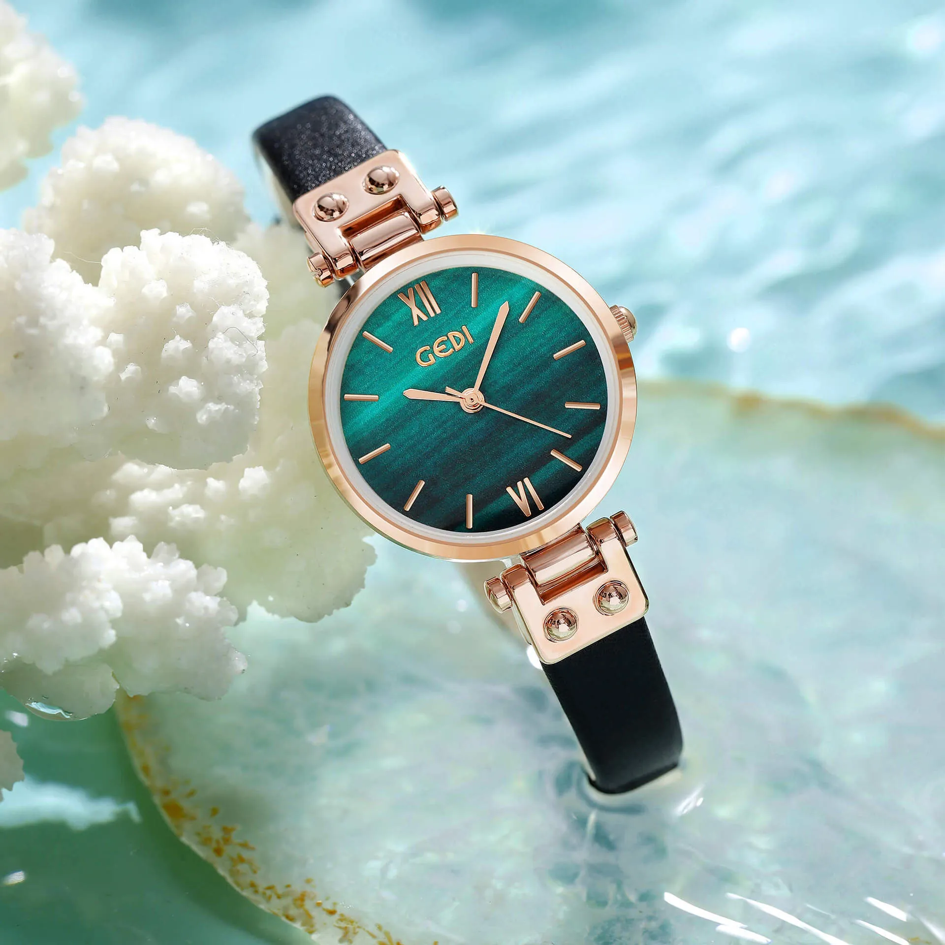 Orologio Al Quarzo Da Donna Elegante Retro Quadrante Piccolo Madreperla Cinturino In Pelle PU Impermeabile