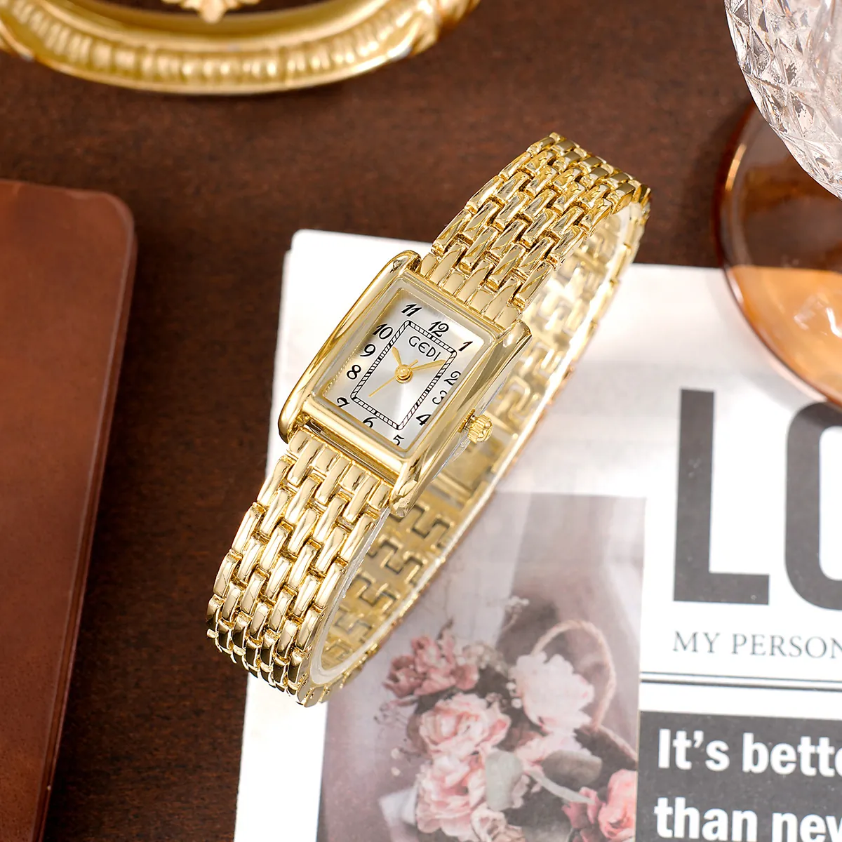 Retro Rectangular Quartz Watch Women Stainless Steel Strap Zinc Alloy Case Waterproof Elegant Vintage Ladies Wristwatch