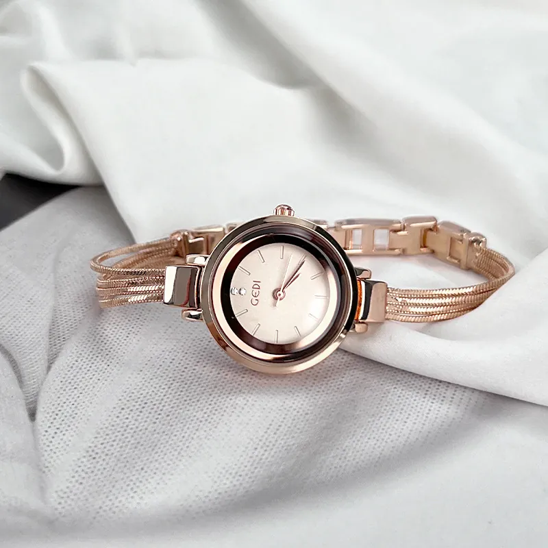 Women Bracelet Watch Stainless Steel Multi Chain Strap Waterproof Rhinestone Minimalist Small Round Dial Retro Wristwatch