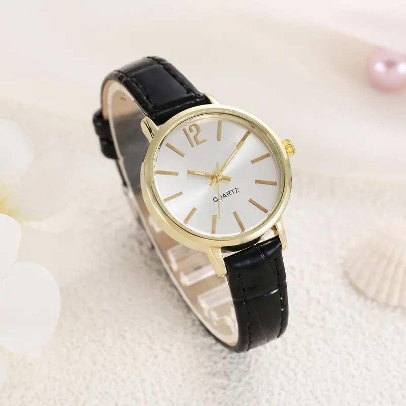 Women Quartz Watch Small Dial Alloy Case Crocodile Pattern Faux Leather Strap Casual Fashion Wristwatch For Girls