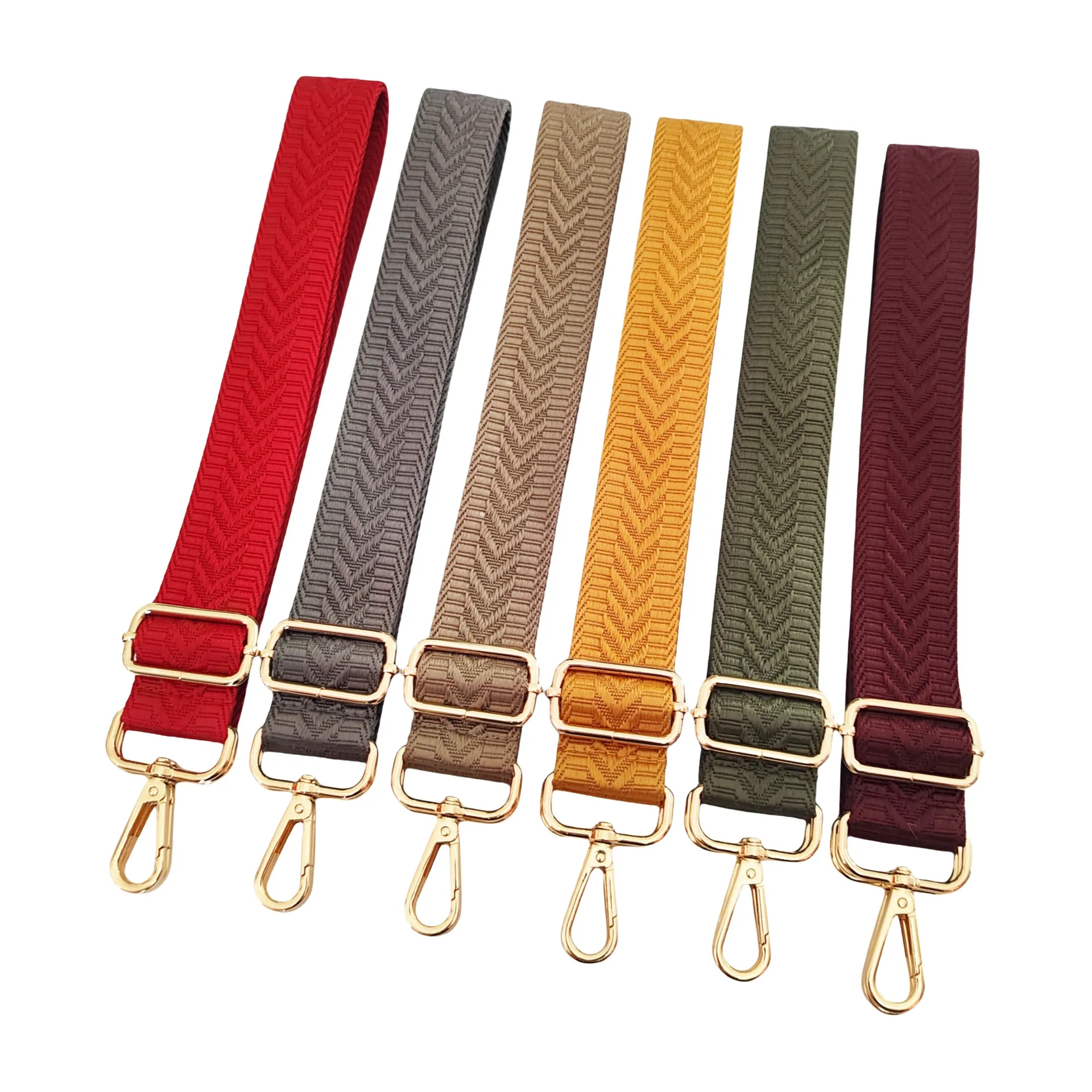 Adjustable Polyester Bag Strap With Metal Buckle Solid Color Herringbone Replacement Shoulder Strap For Women Handbags