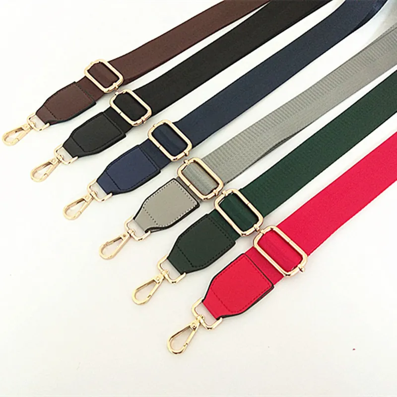Bandoulière Large en Nylon Réglable de Remplacement Pour Sac À Main Avec Fermoirs Pivotants En Métal Doré Sangle Épaisse Couleur Unie