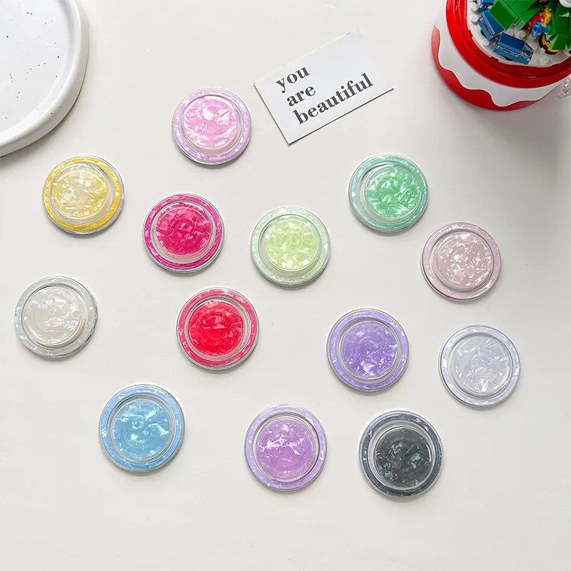 Magnetic Phone Grip Stand Round Shell Pattern Expanding Socket Holder For Smartphones Plastic Resin Elegant