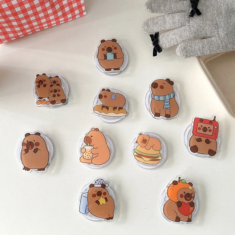 Magnetic Capybara Phone Grip Stand Acrylic Cute Cartoon Foldable Expandable Desktop Bracket Accessory For Women Students