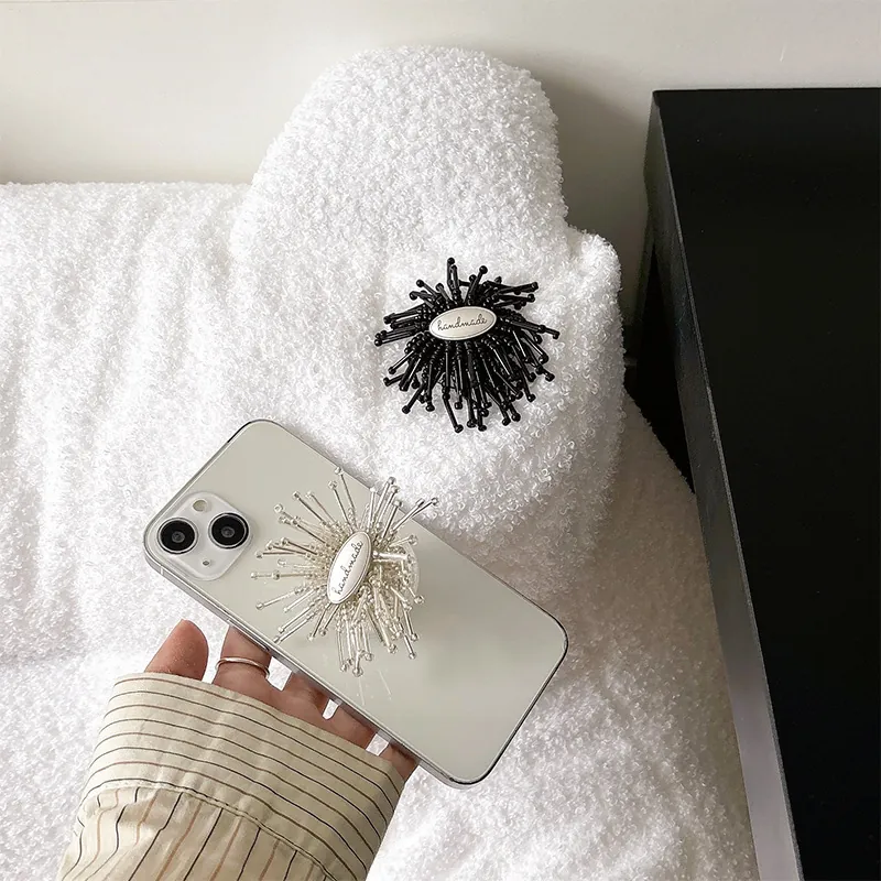 Perlenblume Handy Luftkissenständer Ausziehbarer Sternenform Klebegriffhalter Handgemachter Stil Kunststoff Zubehör