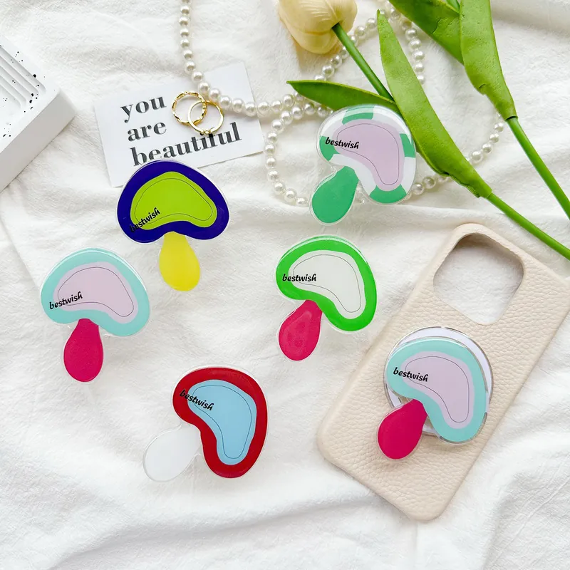Mushroom Expandable Phone Grip Stand Cute Acrylic Colorful Bracket Desktop Adhesive Griptok Holder