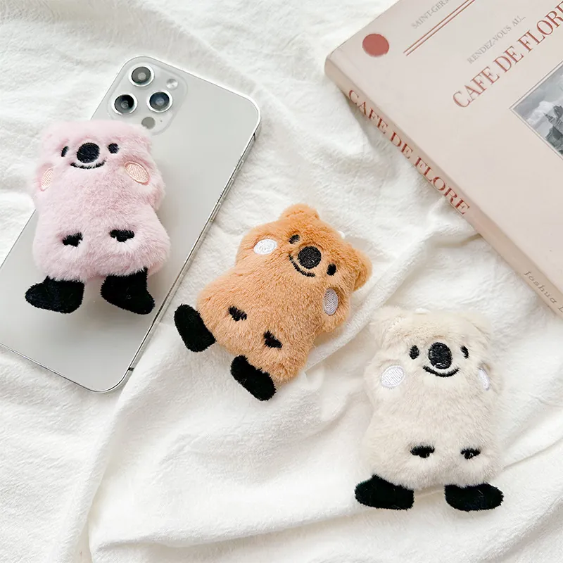Cute Quokka Animal Plush Phone Grip Stand Retractable Airbag Desktop Support Soft Embroidery Animal Shape Accessory