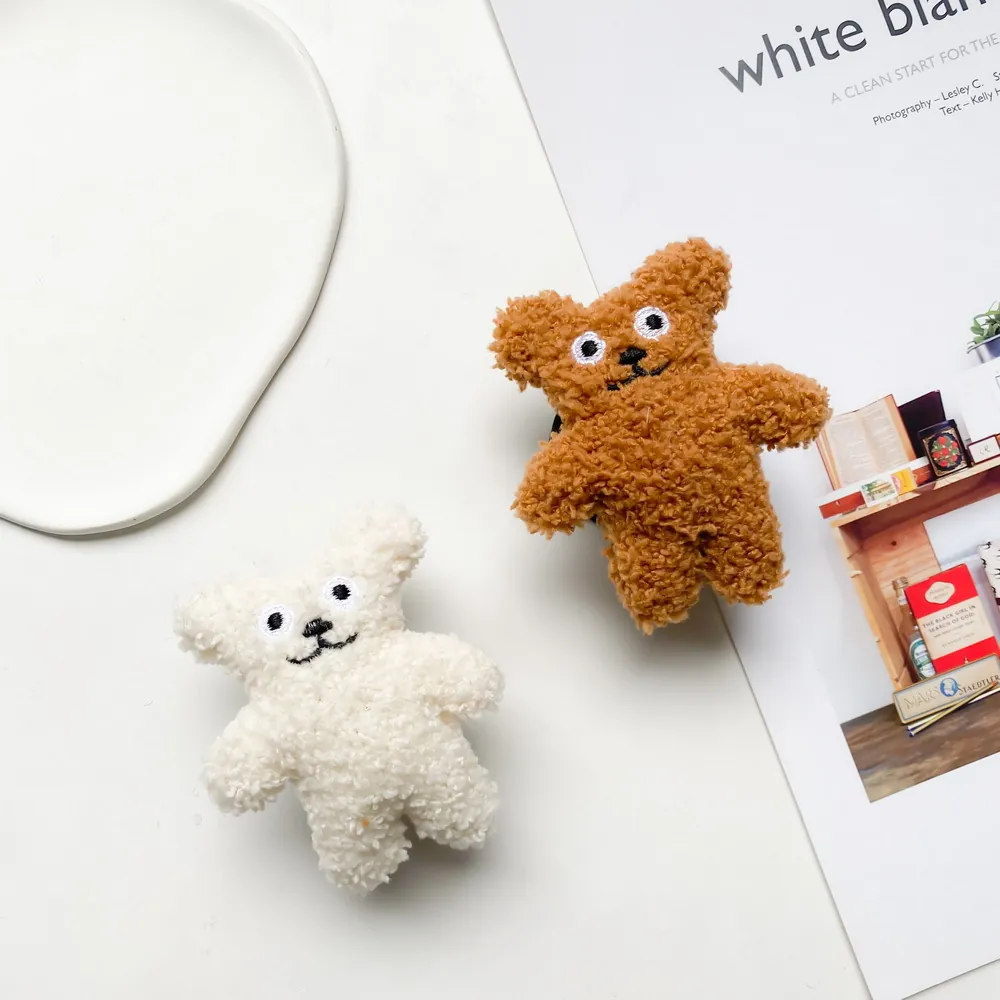 Cute Plush Bear Phone Holder Expanding Folding Stand Adhesive Teddy Velvet 3D Animal Cell Phone Grip For Desktop Support
