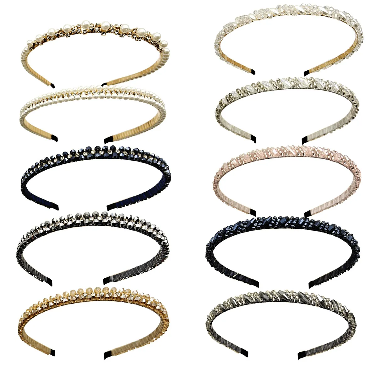 Rhinestone Crystal Headband Faux Artificial Pearl Beaded Hair Hoop Metal Elegant Fashion Hair Accessories For Women Daily Party