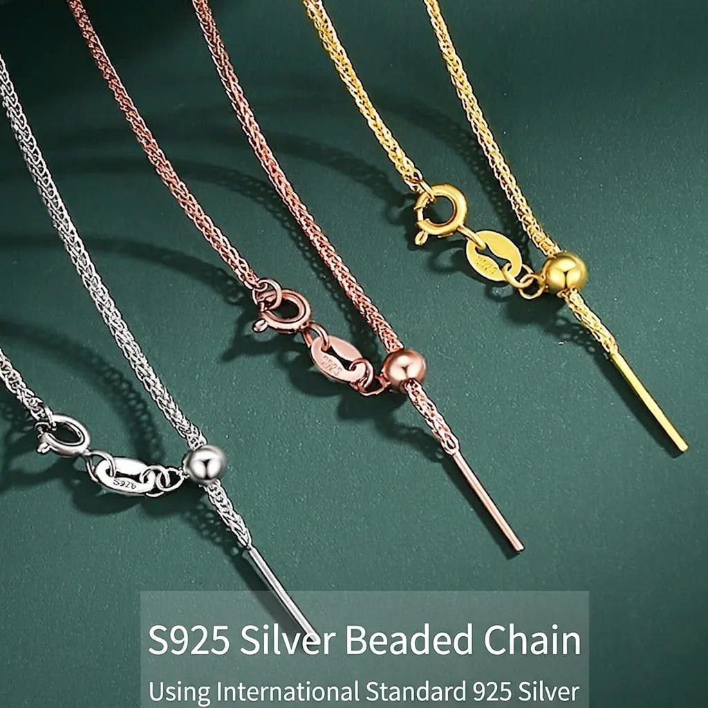 925 Sterling Silver Adjustable Universal Necklace Chain Slider Pin For Pendants Thin Box Chopin Cross Snake Bead Jewelry