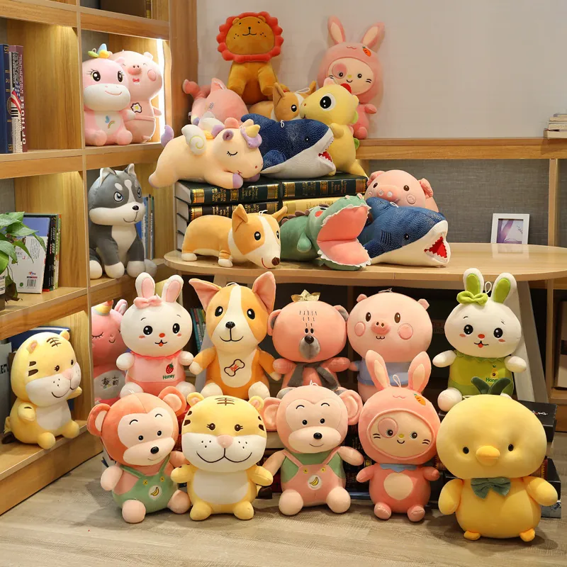 Cartoon Animal Plush Toy Soft Stuffed Doll For Kids Birthday Gift Home Decoration Cute Soft Colorful PP Cotton Filled