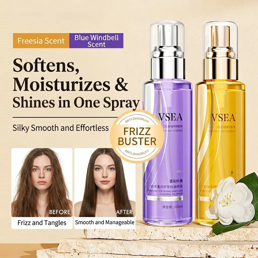 Haar Ätherisches Öl Spray Glättend Anti-Frizz Reparierend Pflegend Pflanzenextrakte Duft Für Trockenes Haar