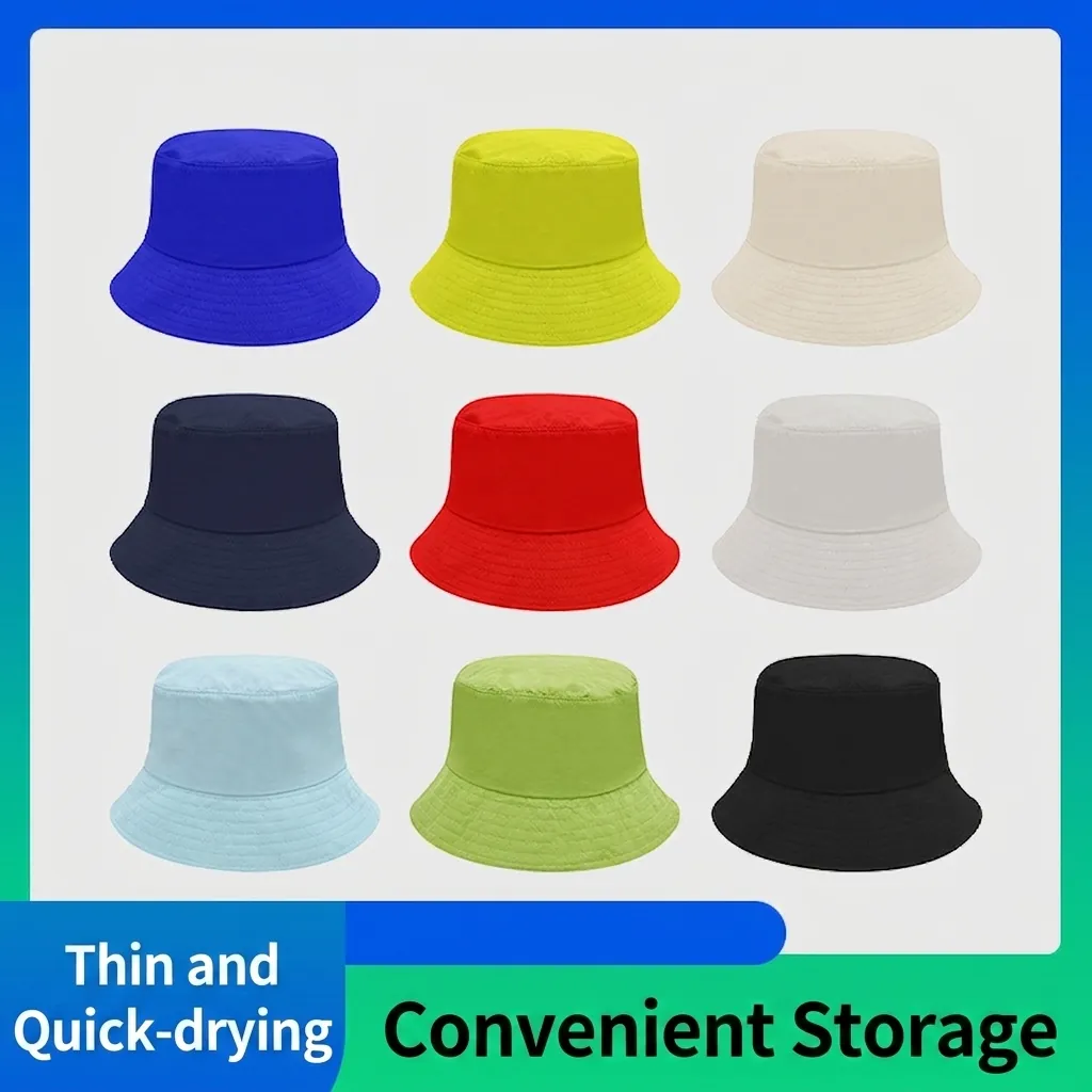 Nylon Bucket Hat Quick Dry Waterproof Sun Protection Breathable Foldable Adjustable Outdoor Casual Summer Plain