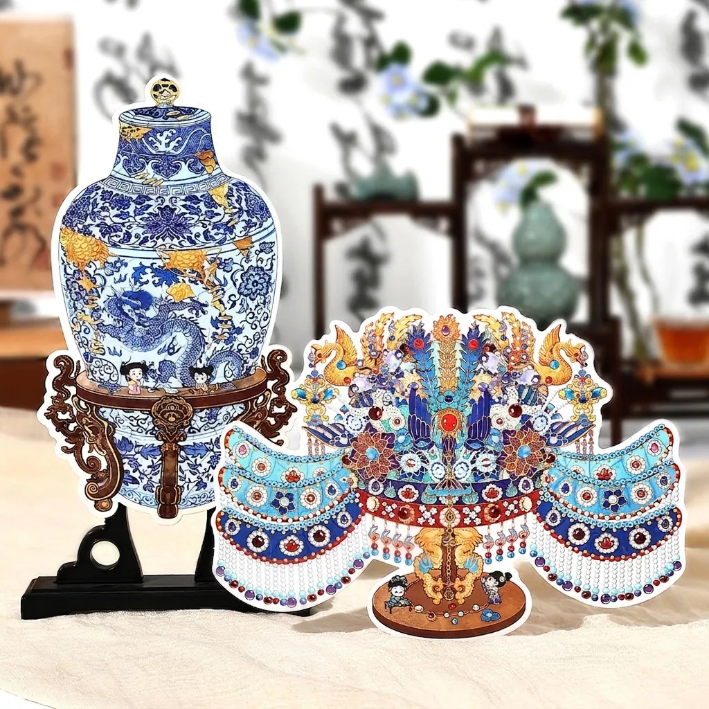 DIY Antiquitäten Restaurator Puzzle Aufkleber PET Chinesischer Stil Blau Weiß Porzellan Phönix Krone Dekorativ Journaling