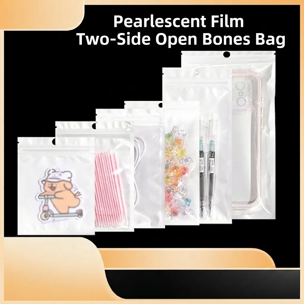 Resealable Zip Lock Packaging Bags Plastic Pearly Film One Side Clear Hanging Hole For Jewelry Accessories Electronics Storage