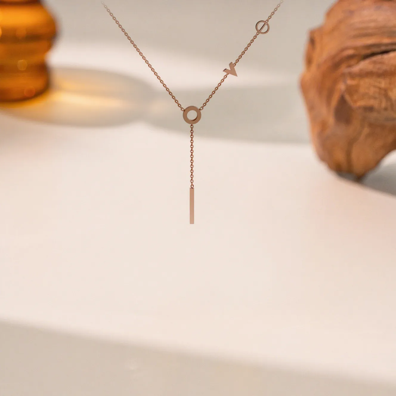 Fashion LOVE Letter Necklace 304 Stainless Steel Y Shaped Lariat Bar Pendant Necklace For Women Elegant Commuter Jewelry Gift
