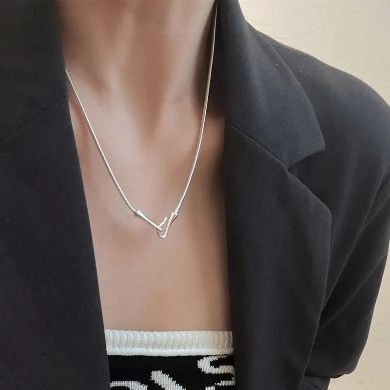 Minimalist 925 Sterling Silver Snake Chain Necklace Women Cold Style Luxury Fish Hook Clasp Geometric Jewelry Gift