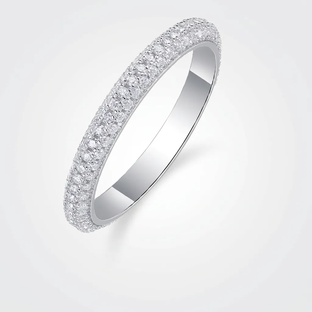 925 Sterling Silver Triple Row Moissanite Eternity Ring For Women Pave Moissanite Wedding Anniversary Band Jewelry Gift