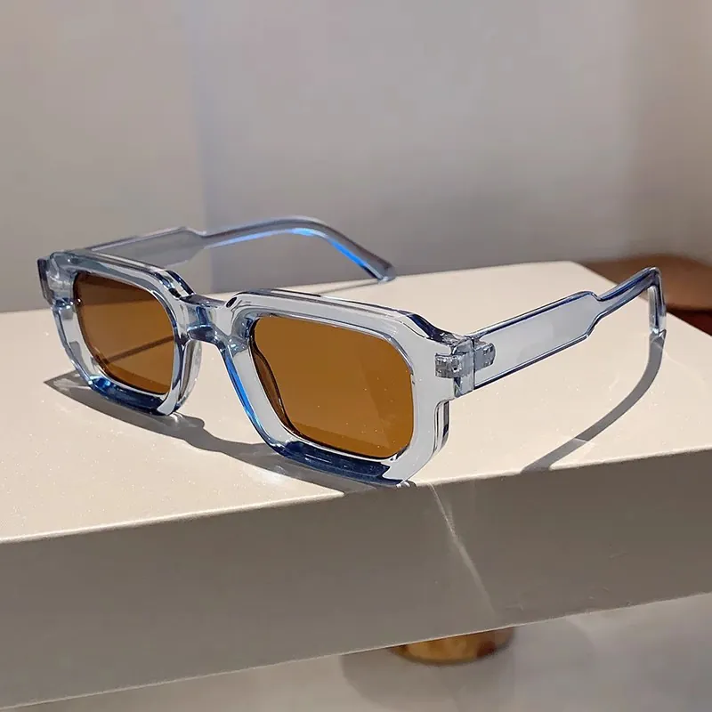Square Sunglasses Retro Chunky PC Frame AC Lens UV400 Protection Vintage Fashion Eyewear Men Women Ins Style