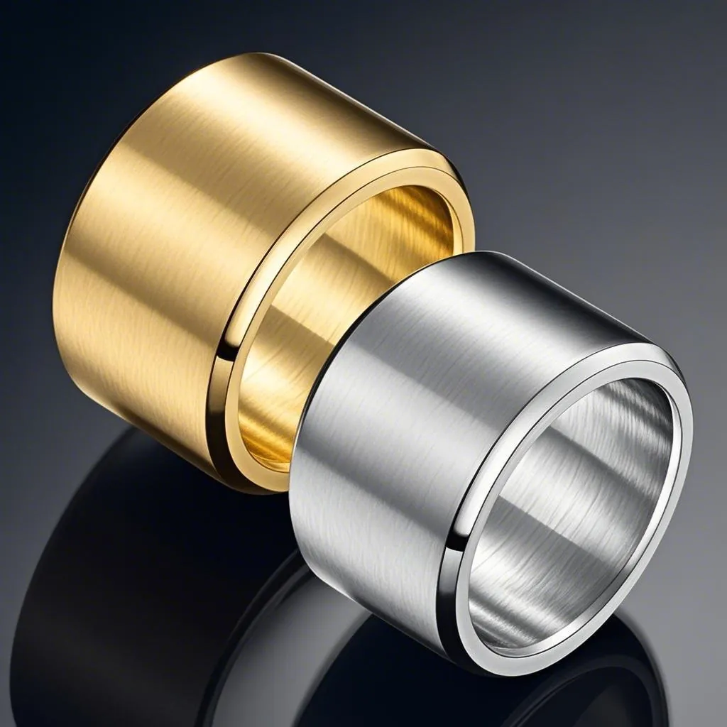 Bague Minimaliste en Acier Inoxydable Homme Femme Acier Titane Finition Brossée Bord Biseauté Bague Hip Hop Bijoux