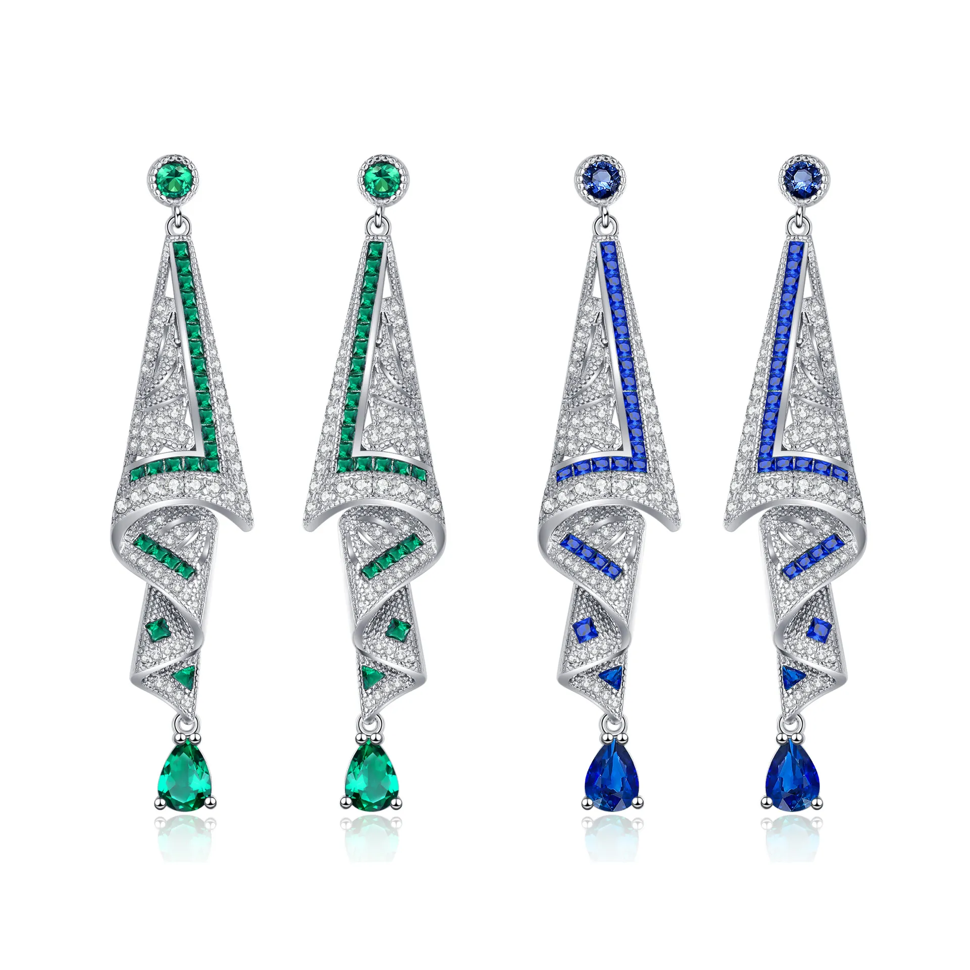 Dangle Earrings With Silver Earring Post Copper Geometric Water Drop Teardrop Rhinestone Elegant Luxury For Women