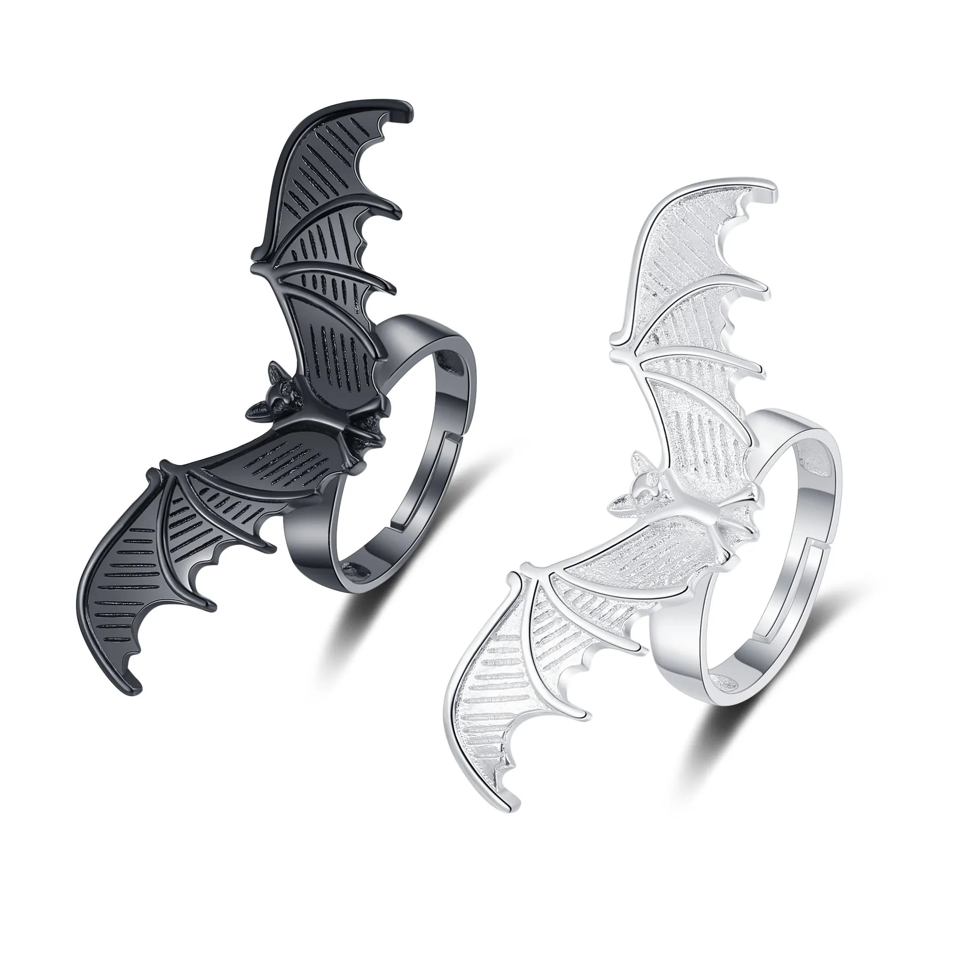 Gothic Bat Ring Copper Adjustable Open Wing Design Jewelry For Halloween Party Unisex Punk Dark Style