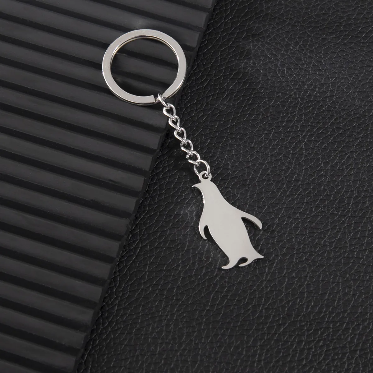Penguin Keychain Stainless Steel Animal Pendant Car Key Ring Minimalist Silver Polish Jewelry Gift For Women Men