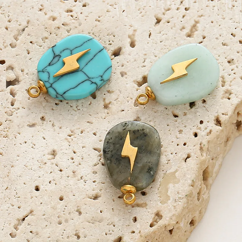 Collier Avec Pendentif En Pierre Naturelle Et Croix En Acier Inoxydable Bijoux De Style Bohème Minimaliste