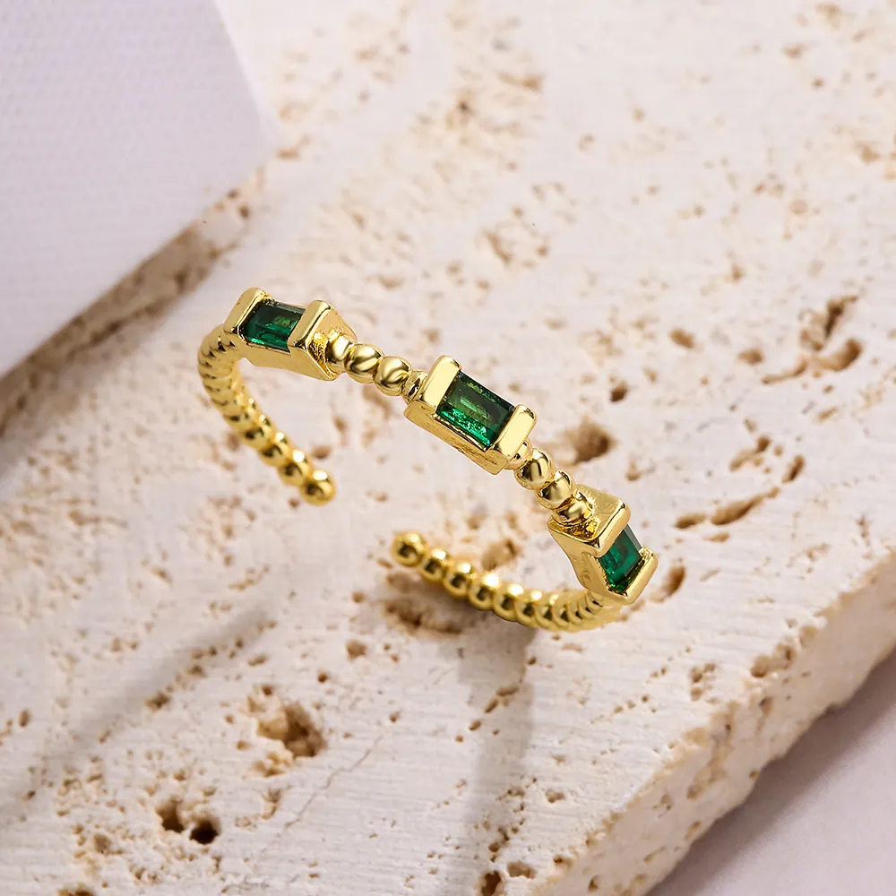 Adjustable Open Rings For Women Copper Plated Colorful Zircon Geometric Heart Star Cross Fashion Jewelry Exquisite
